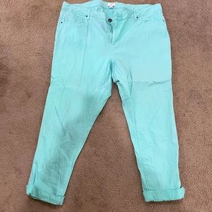 Crown and ivy cropped jeans teal- size 20w